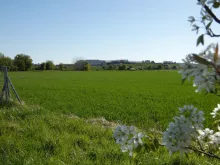 Si le projet se concrétise, ID Logistics s’installera sur la parcelle de la zone sud de Normandie Parc, à Douains (Eure) qui longe l’A13, en face de McArthurGlen. ©Le Démocrate vernonnais