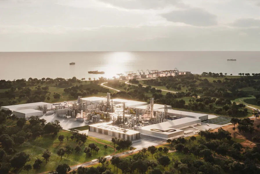 Vue d'artiste d'une raffinerie de lithium  - Crédit photo selon ©Livista Energy