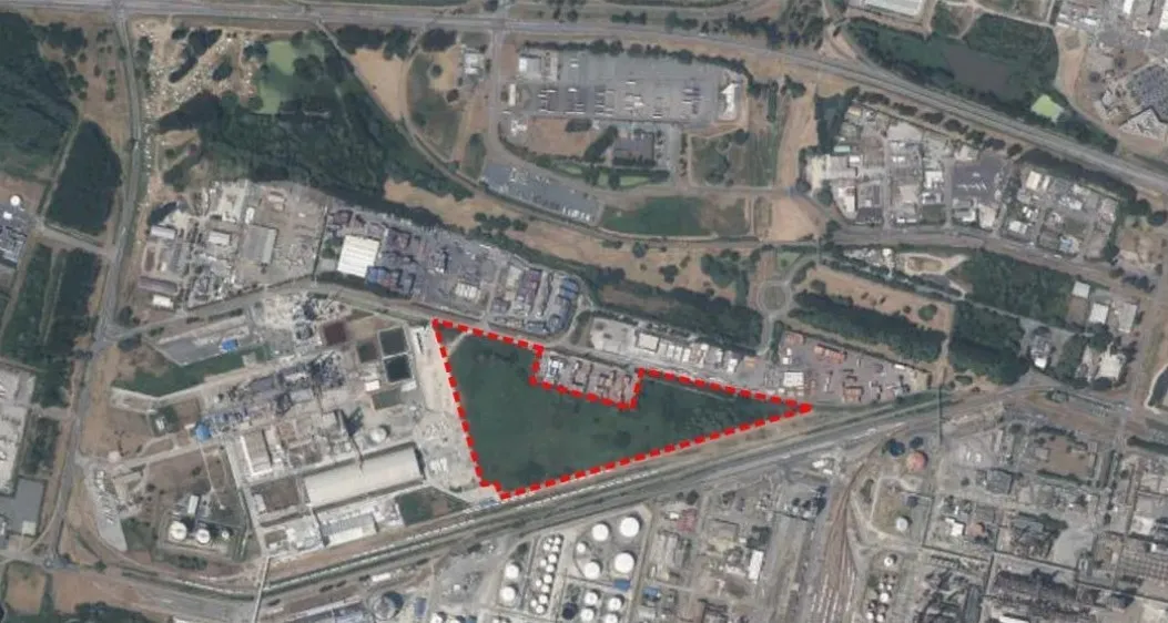 Vue aérienne de l'implantation de la future usine Green Horizon de Lhyfe - DR