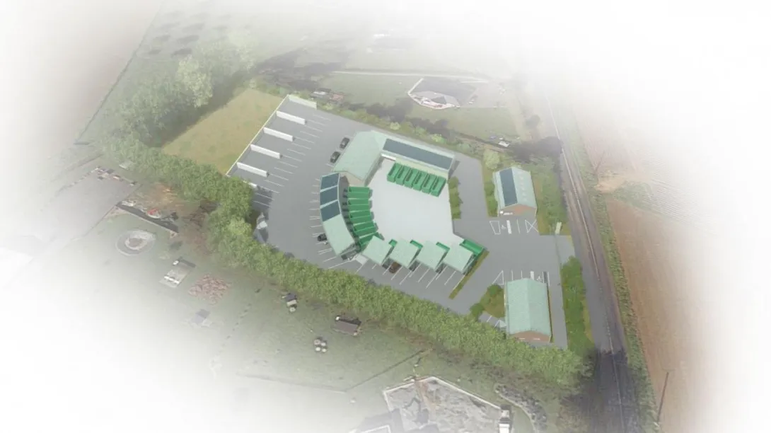 Le futur site vu du ciel le long de la route de Turretot. - Document LHSM