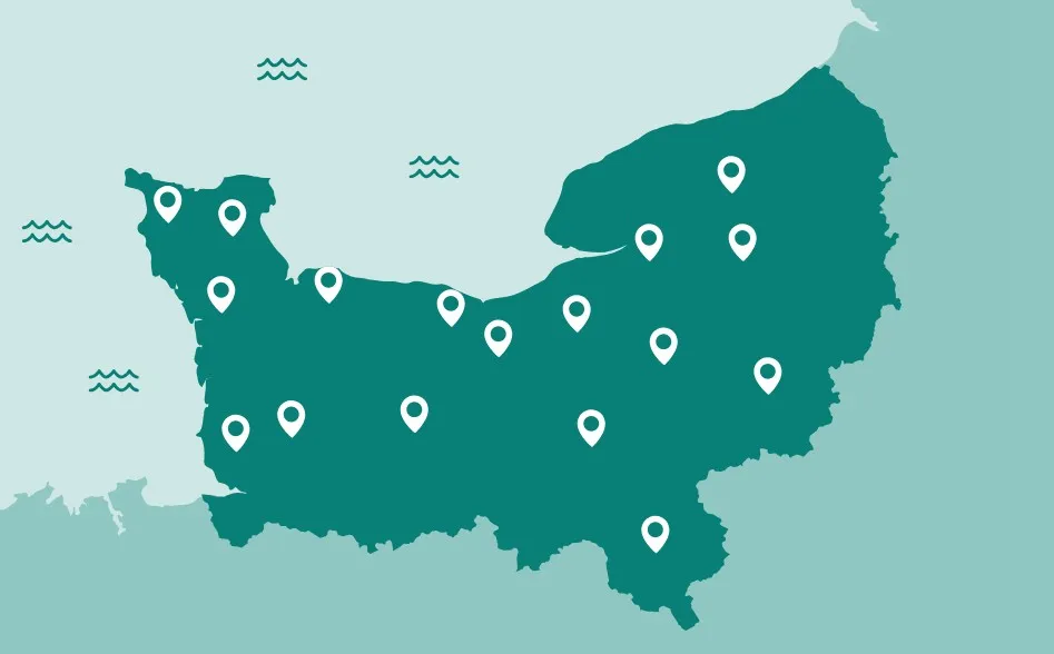 Carte d'illustration, réseau NECI - Crédit photo : Normandie économie circulaire